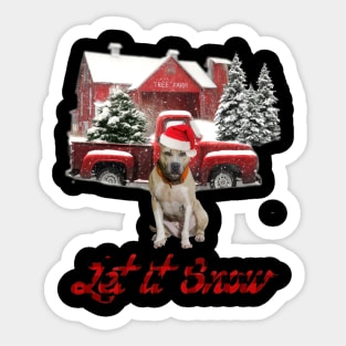 Pitbull Let It Snow Tree Farm Red Truck Christmas Sticker